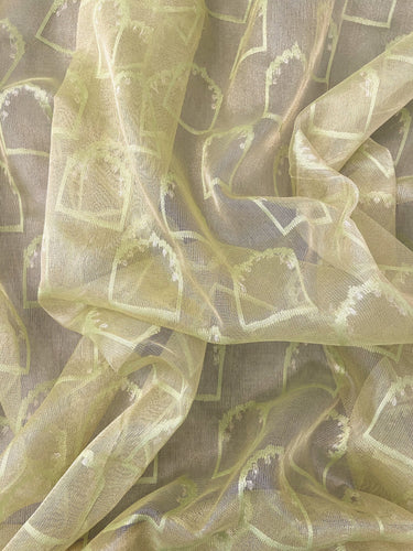 Banarasi Tissue Silk Net Saree | Tilfi weave | Light Green | Handwoven | Ships from California
